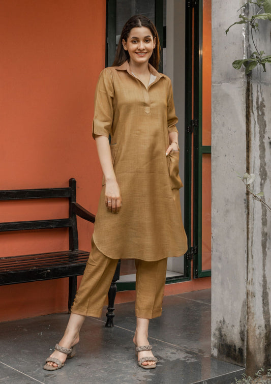 Oia Beige Linen Co-ord Set