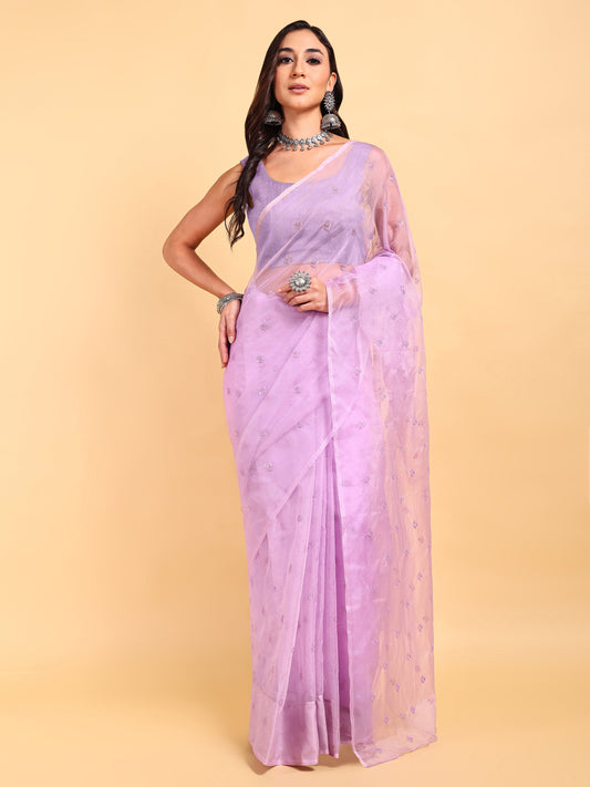 AIzaSyBcstauz-XMPRhEY21AUzeo032pxrXB5Ug - Lavender Saree Set (2 Piece)