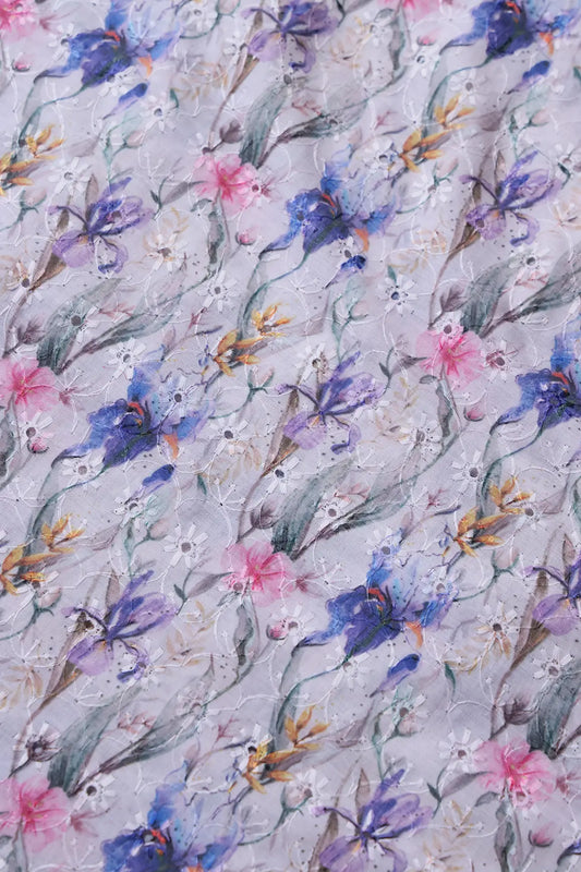 AIzaSyBcstauz-XMPRhEY21AUzeo032pxrXB5Ug - Floral Digital Print On Hakoba Cotton Embroidery Fabric