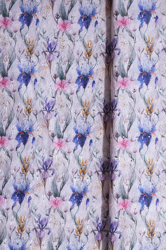 AIzaSyBcstauz-XMPRhEY21AUzeo032pxrXB5Ug - Floral Digital Print On Hakoba Cotton Embroidery Fabric