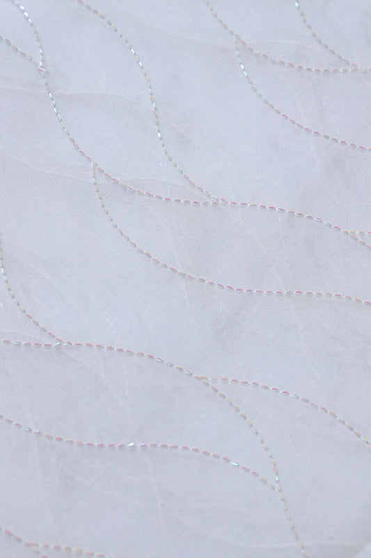 AIzaSyBcstauz-XMPRhEY21AUzeo032pxrXB5Ug - Cut Dana Beads Wonderful Wavy Embroidery On White Dyeable Organza Fabric