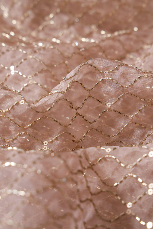 AIzaSyBcstauz-XMPRhEY21AUzeo032pxrXB5Ug - Cut Dana Beads Beautiful Ogee Embroidery On Beige Organza Fabric