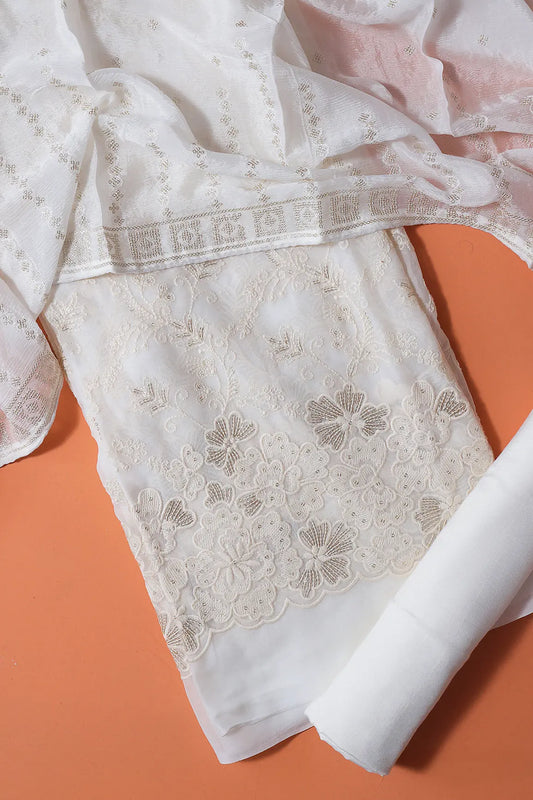 AIzaSyBcstauz-XMPRhEY21AUzeo032pxrXB5Ug - Dyeable Lucknowi Unstitched Pure Viscose Georgette Suit Set (3 piece)