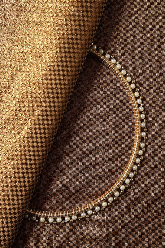 AIzaSyBcstauz-XMPRhEY21AUzeo032pxrXB5Ug - Anmol Black Copper Checks Textured Banarasi Zari Jacquard Fabric