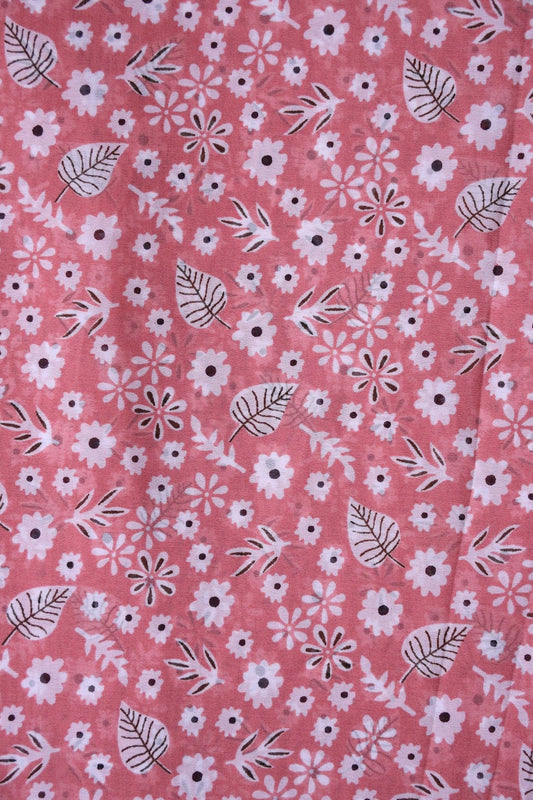 AIzaSyBcstauz-XMPRhEY21AUzeo032pxrXB5Ug - Big Width "56" White Small Floral Digital Print On Gajri Pink Georgette Fabric