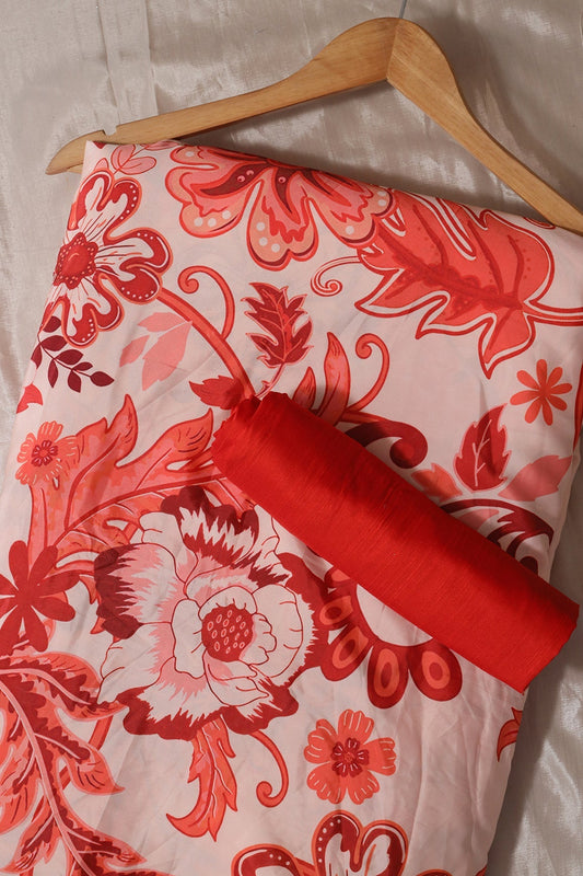 AIzaSyBcstauz-XMPRhEY21AUzeo032pxrXB5Ug - Cream And Rust Orange Saree set (2 Piece)