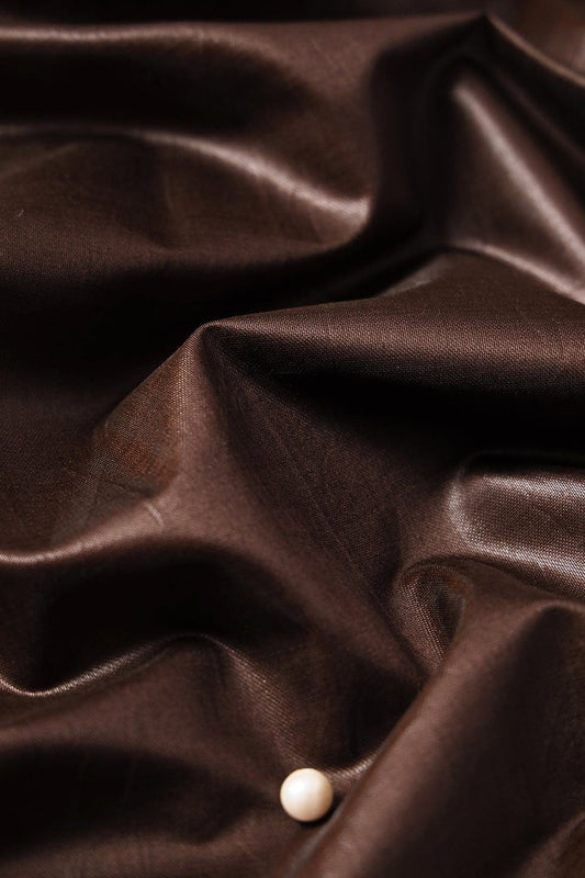 AIzaSyBcstauz-XMPRhEY21AUzeo032pxrXB5Ug - Dark Brown Dyed Viscose Chanderi Silk Fabric