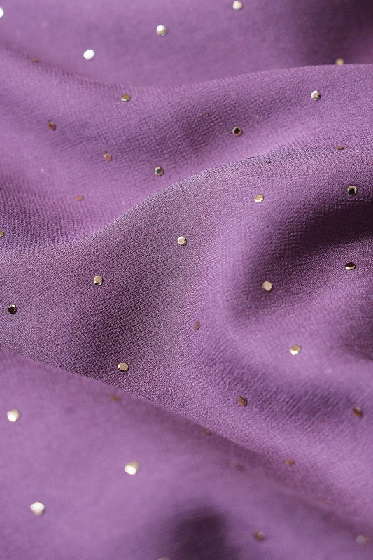 Mukaish Work On Viola Purple Viscose Georgette Fabric