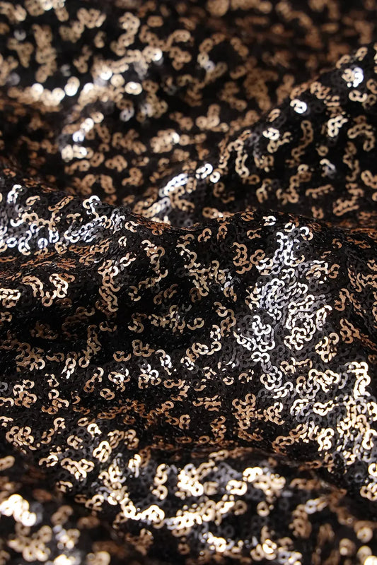 AIzaSyBcstauz-XMPRhEY21AUzeo032pxrXB5Ug - Gold And Black Sequins All Over Embroidery On Black Viscose Georgette Fabric