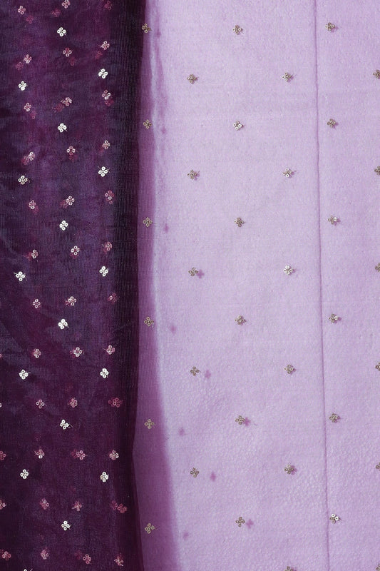 AIzaSyBcstauz-XMPRhEY21AUzeo032pxrXB5Ug - Gold Sequins Small Motif Embroidery Work On Wine Soft Net Fabric