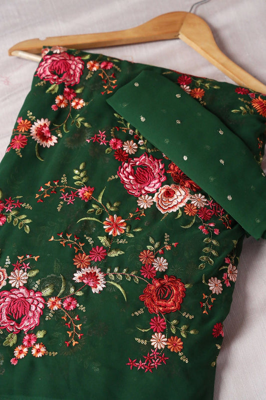 AIzaSyBcstauz-XMPRhEY21AUzeo032pxrXB5Ug - Green And Bottle Green Saree set (2 Piece)