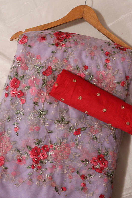 AIzaSyBcstauz-XMPRhEY21AUzeo032pxrXB5Ug - Grey And Red Saree set (2 Piece)