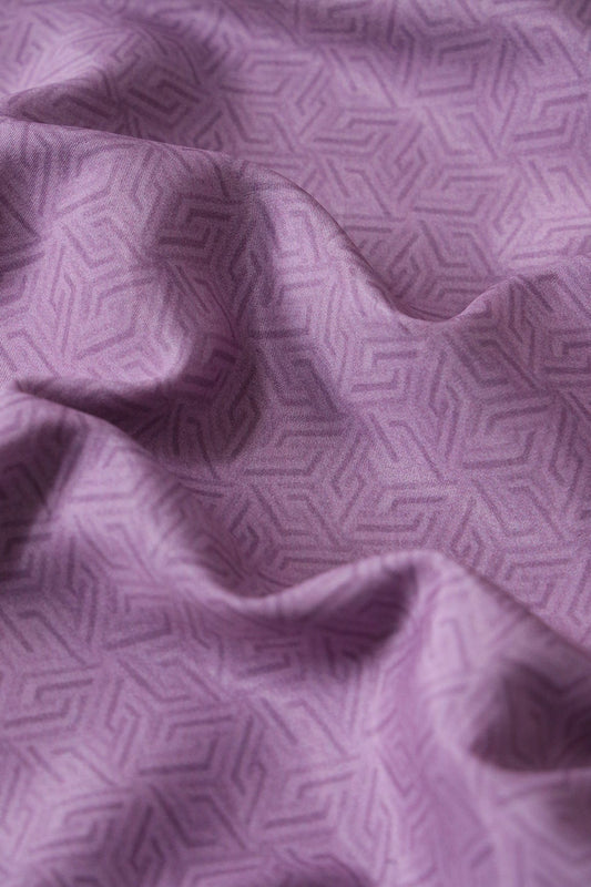 AIzaSyBcstauz-XMPRhEY21AUzeo032pxrXB5Ug - Lavender Geometric Pattern Digital Print On French Crepe Fabric