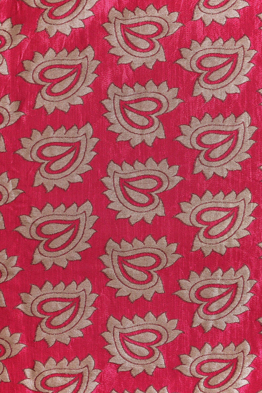 AIzaSyBcstauz-XMPRhEY21AUzeo032pxrXB5Ug - Leafy Fuchsia Double Cloth Jacquard Banarasi Fabric