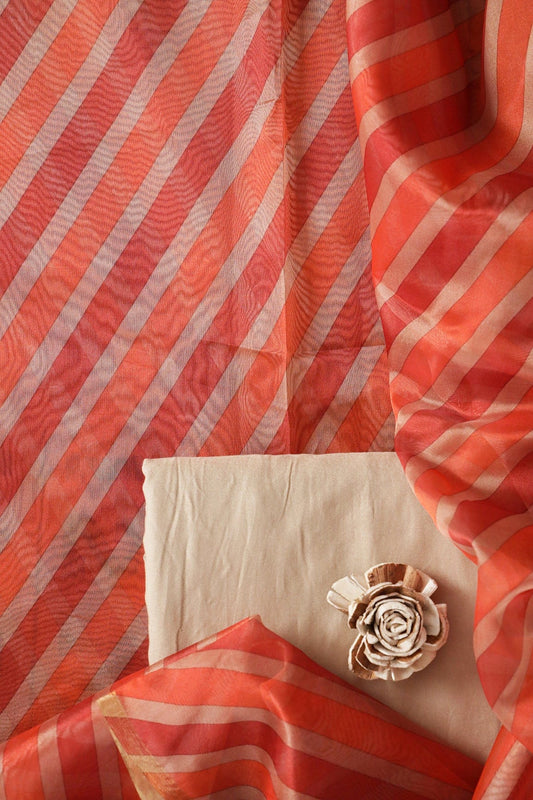 Maroon And Beige Unstitched Suit (2 Piece)