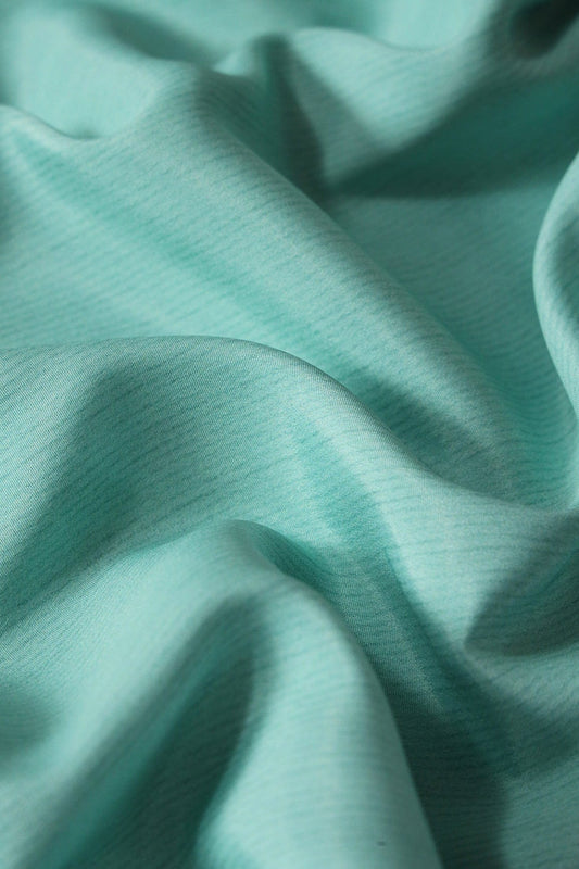 Mint Green Stripes Pattern Digital Print On French Crepe Fabric