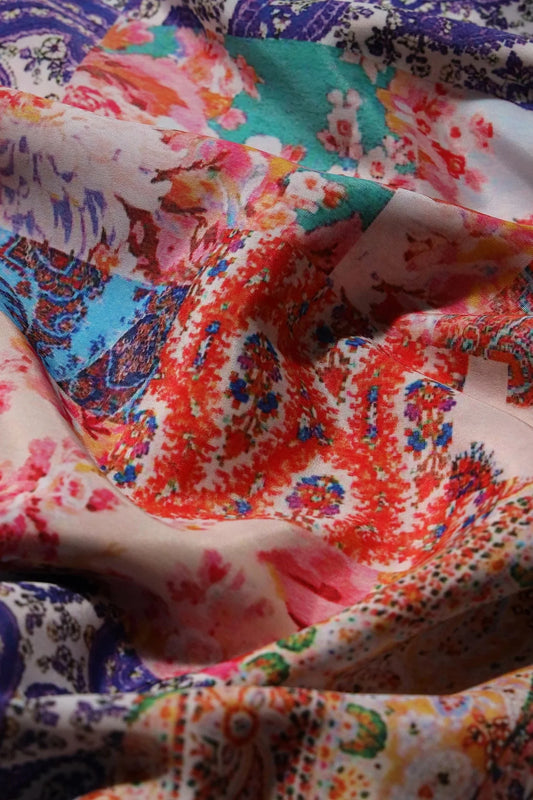 Multi Color Abstract Digital Print On Crepe Fabric