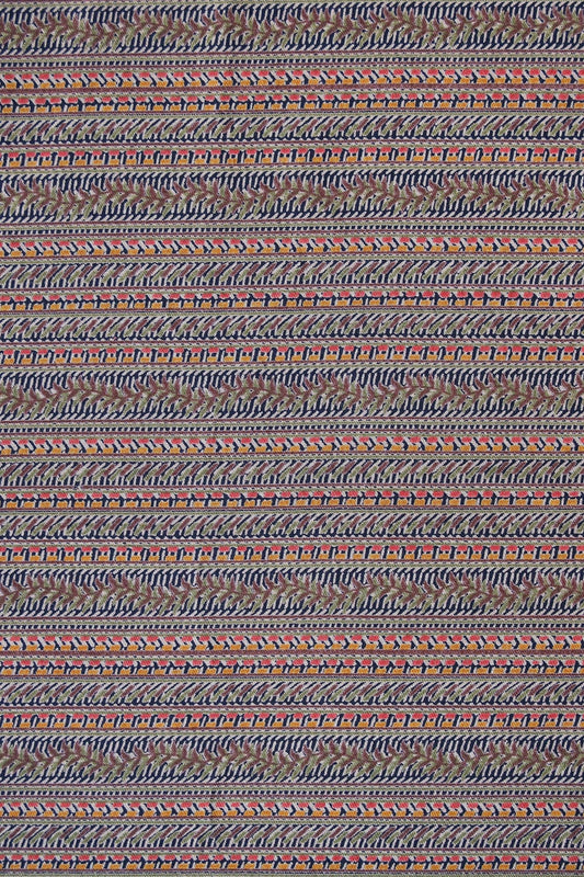 Multi Color Geometric Pattern Screen Print Chanderi Silk Fabric