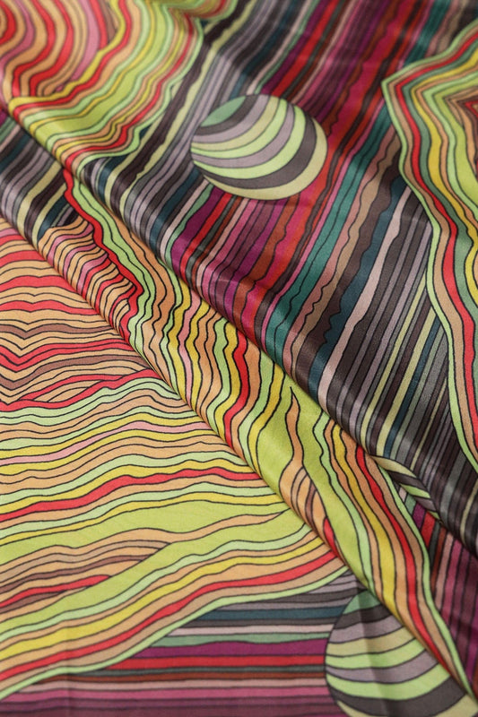 Multicolour Abstract Digital Print On Crepe Fabric