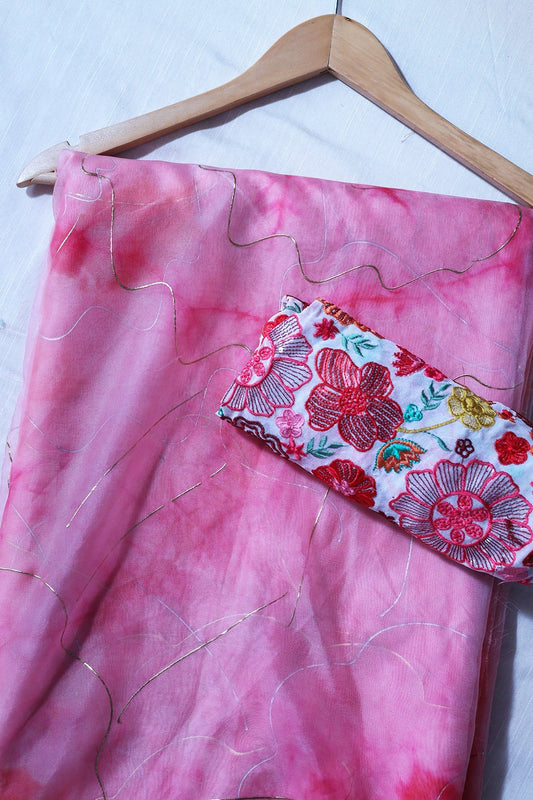 Red And White Saree set (2 Piece)