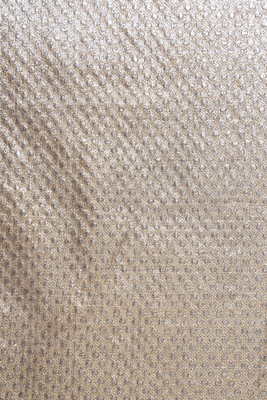 Silver And Beige Zari Matty Polka Textured Banarasi Jacquard Fabric