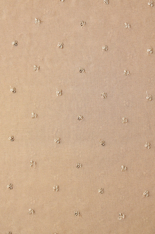 Small Motif Sequins Embroidery On Beige Viscose Georgette Fabric