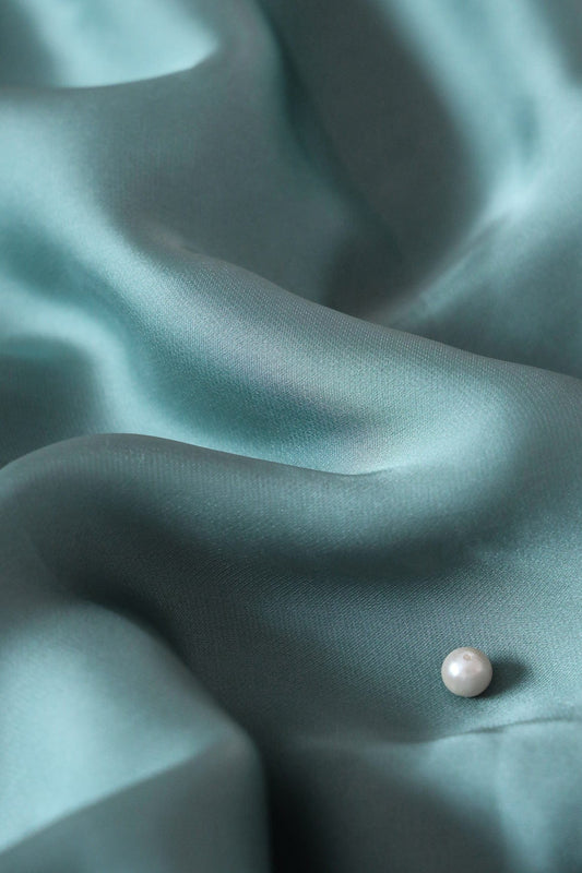 Teal Blue Dyed Georgette Satin Fabric