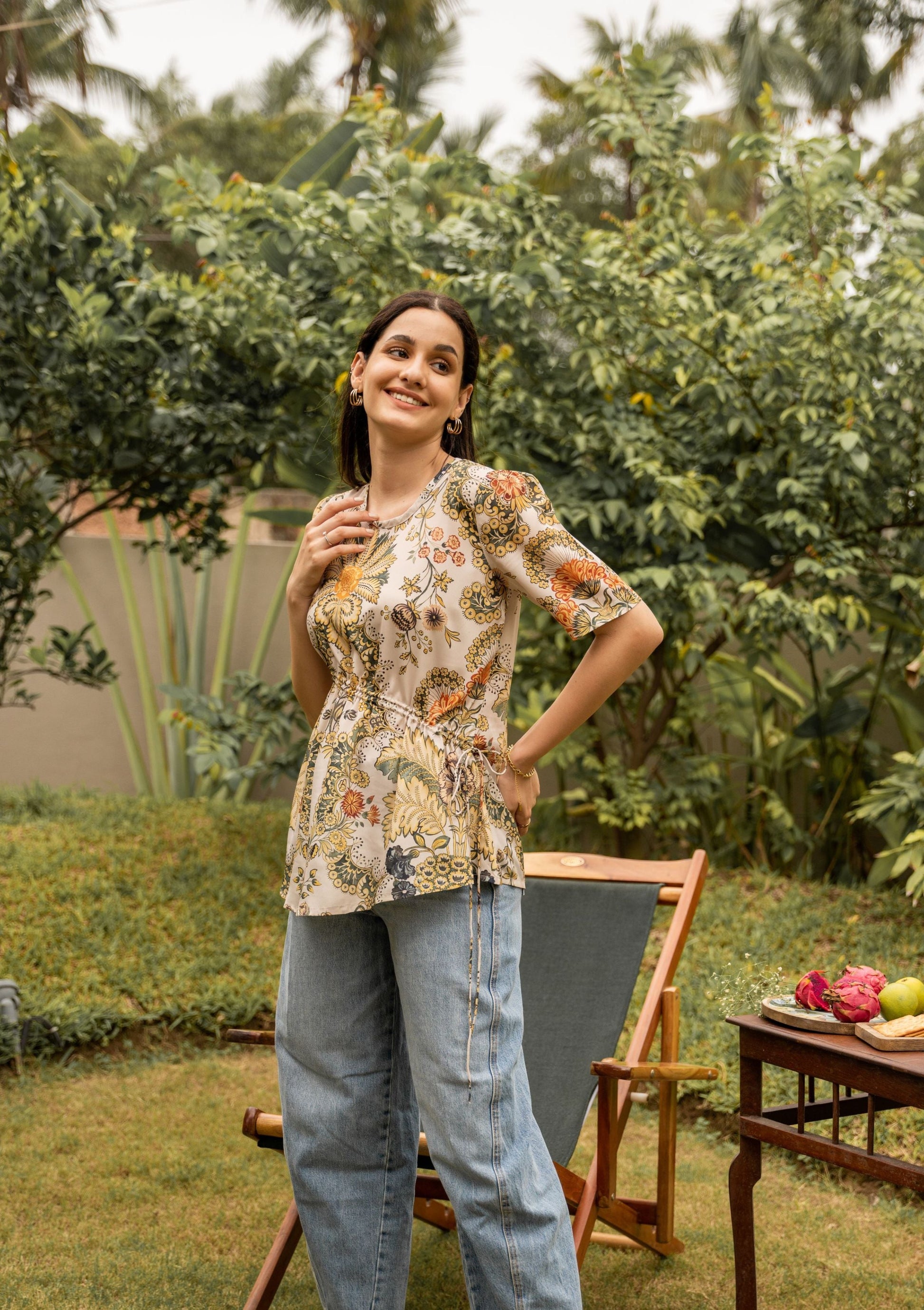 AIzaSyBcstauz-XMPRhEY21AUzeo032pxrXB5Ug - Hazel Cream Drawstring Crepe Top