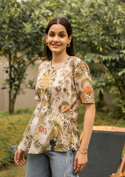 AIzaSyBcstauz-XMPRhEY21AUzeo032pxrXB5Ug - Hazel Cream Drawstring Crepe Top