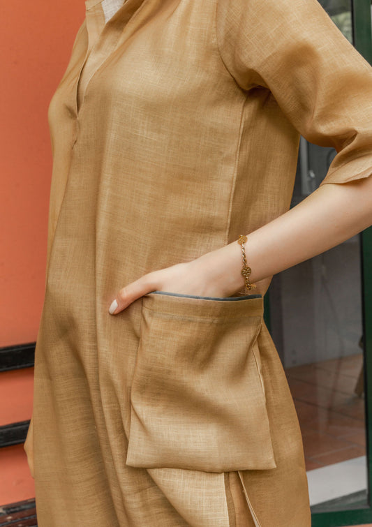 Oia Beige Linen Co-ord Set