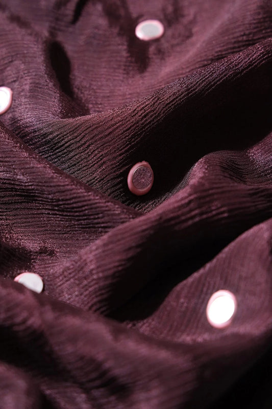 AIzaSyBcstauz-XMPRhEY21AUzeo032pxrXB5Ug - 1.50 Meter Cut Piece Of Real Mirror Embroidery Work On Brown Viscose Chinnon Chiffon Fabric