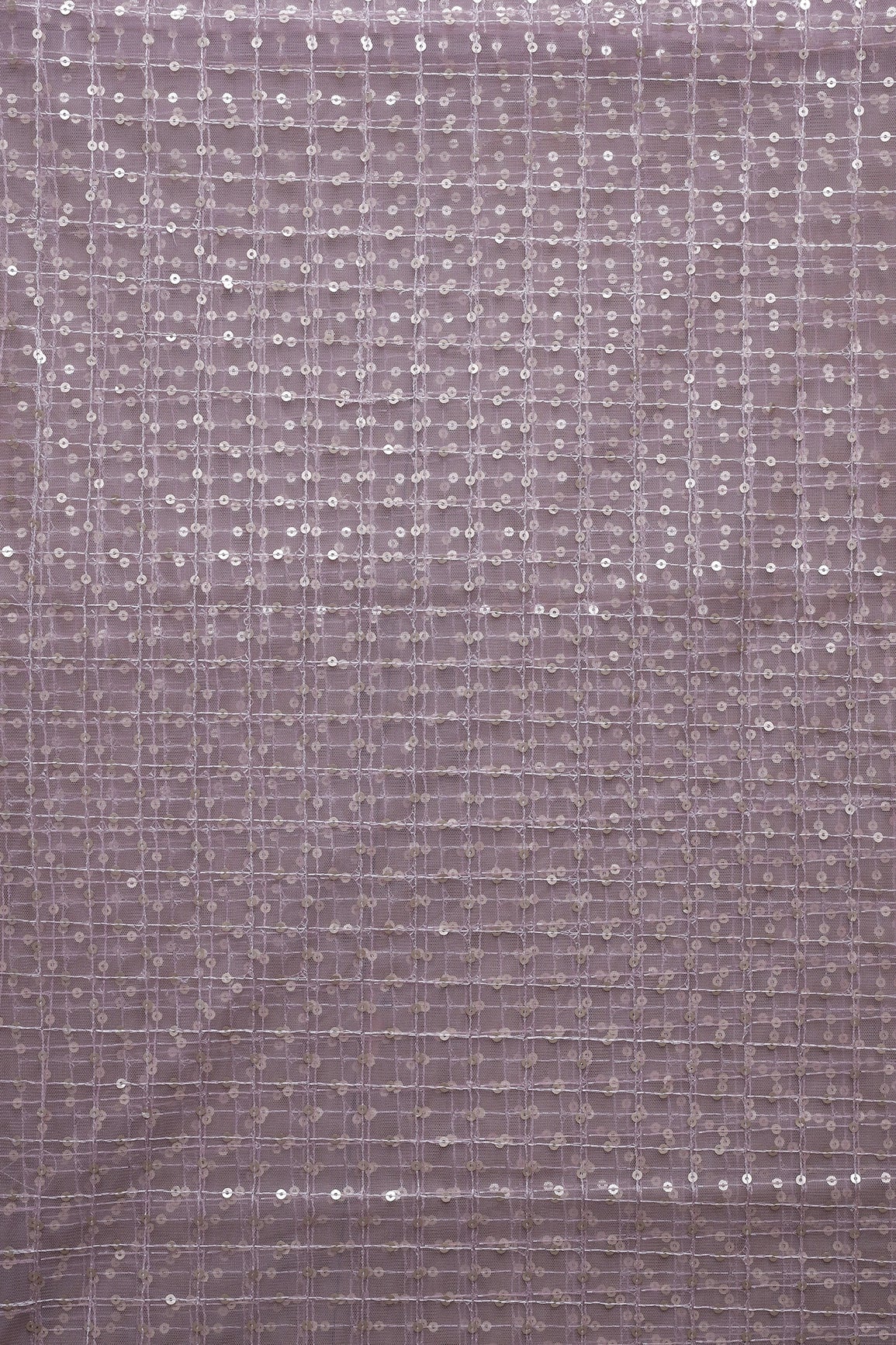 AIzaSyBcstauz-XMPRhEY21AUzeo032pxrXB5Ug - 1.75 Meter Cut Piece Of Gold Matt Sequins Small Checks Embroidery Work On Mauve Soft Net Fabric