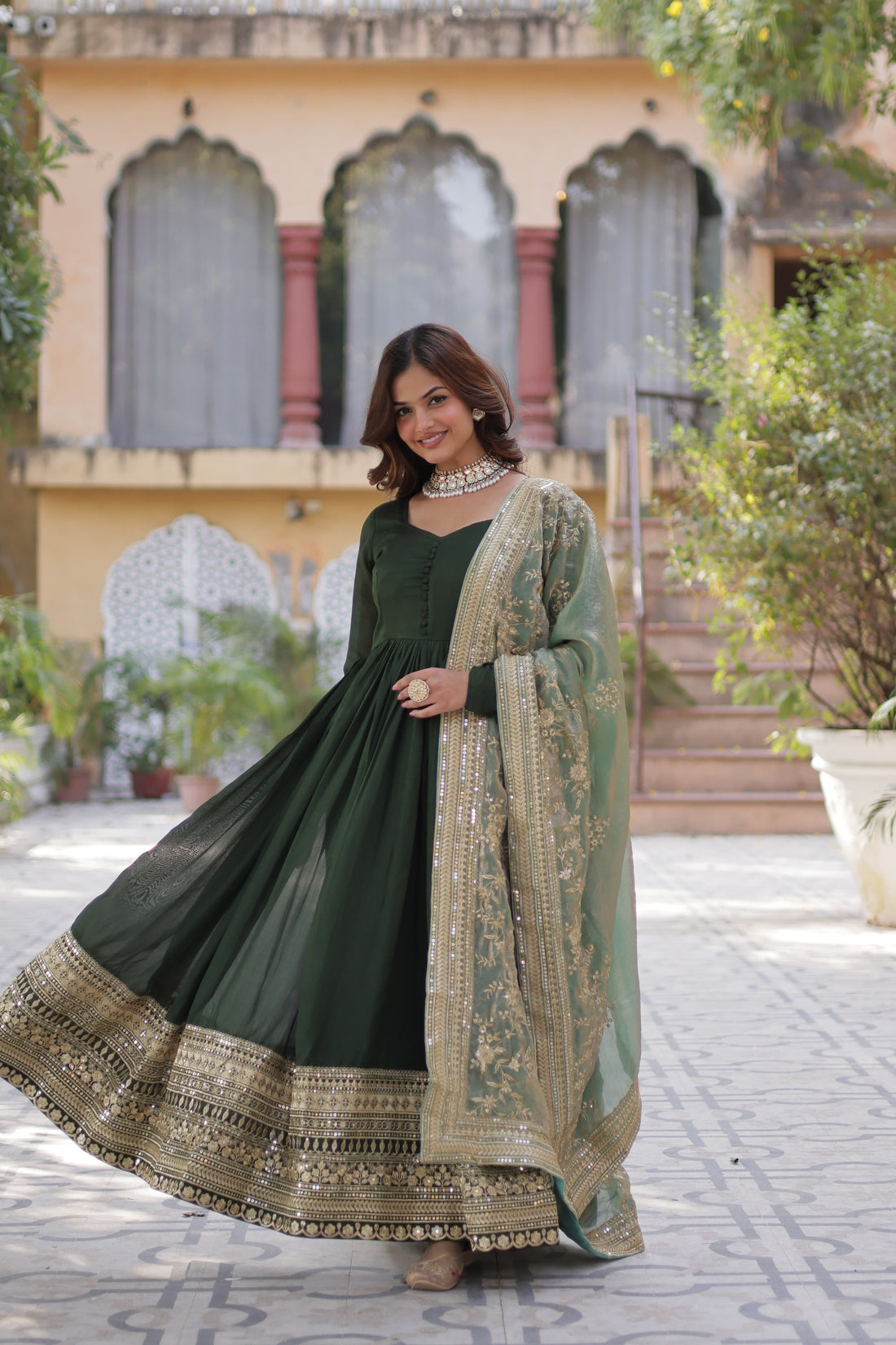 Awesome Rich Sequins Embroidered work Gown Party & Wedding Wear