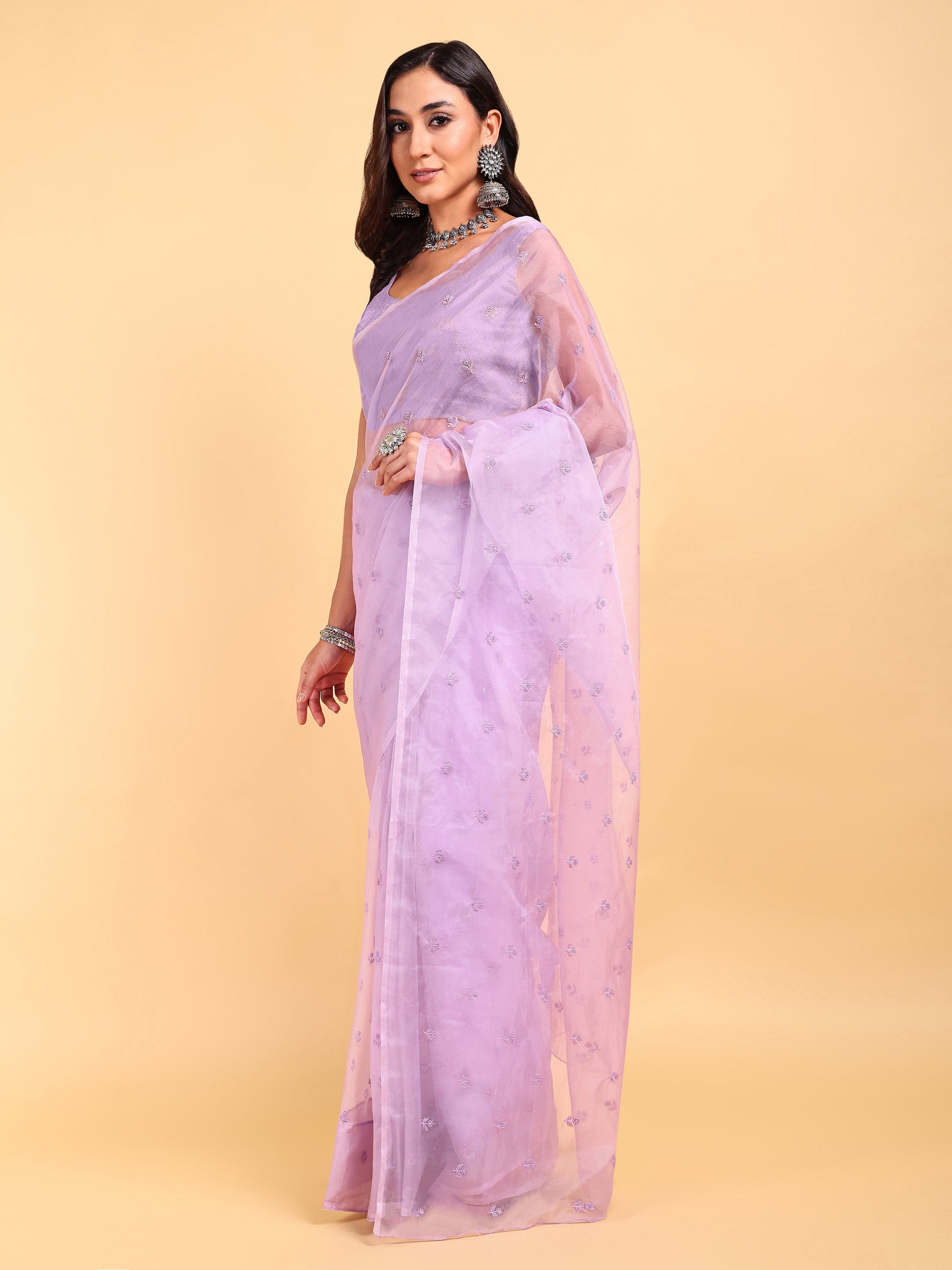 AIzaSyBcstauz-XMPRhEY21AUzeo032pxrXB5Ug - Lavender Saree Set (2 Piece)