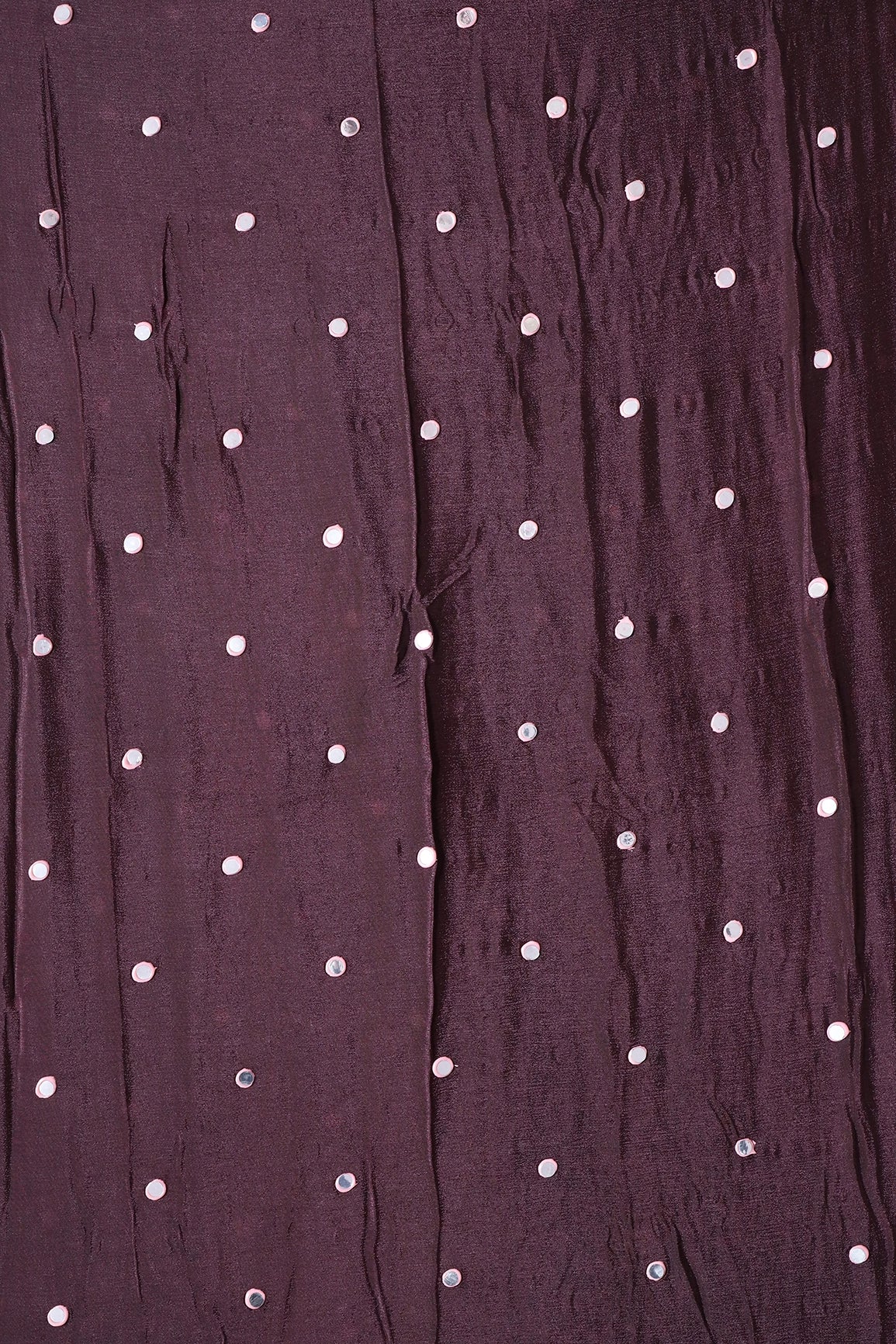 AIzaSyBcstauz-XMPRhEY21AUzeo032pxrXB5Ug - 3.25 Meter Cut Piece Of Real Mirror Embroidery Work On Brown Viscose Chinnon Chiffon Fabric