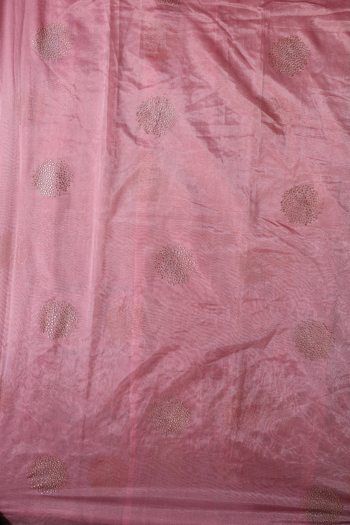 AIzaSyBcstauz-XMPRhEY21AUzeo032pxrXB5Ug - 3.50 Meter Cut Piece Of Pink Stone Drop Geometric Work On Pink Tissue Fabric