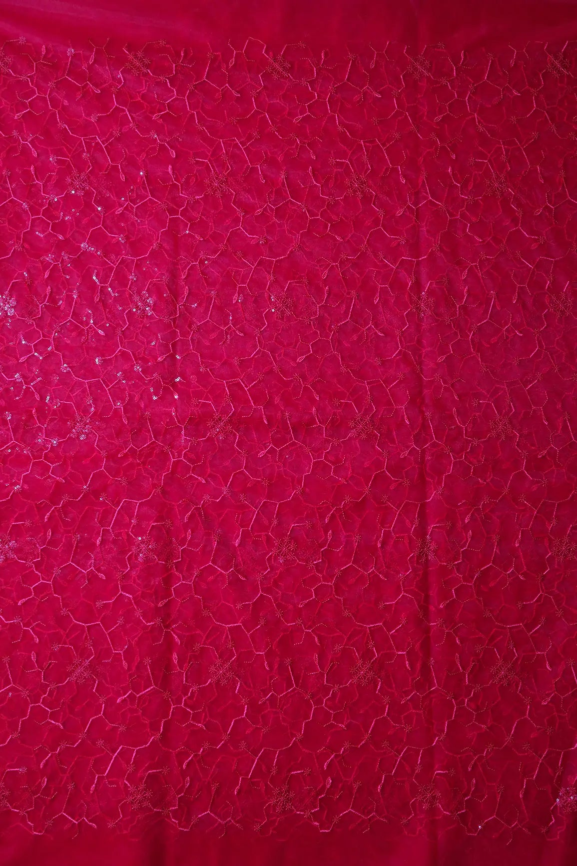 AIzaSyBcstauz-XMPRhEY21AUzeo032pxrXB5Ug - Beautiful Red Sequins Small Floral Embroidery On Cherry Red Soft Net Fabric