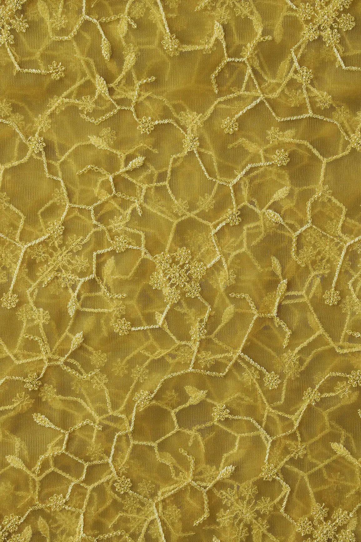 AIzaSyBcstauz-XMPRhEY21AUzeo032pxrXB5Ug - Beautiful Yellow Sequins Small Floral Embroidery On Yellow Soft Net Fabric