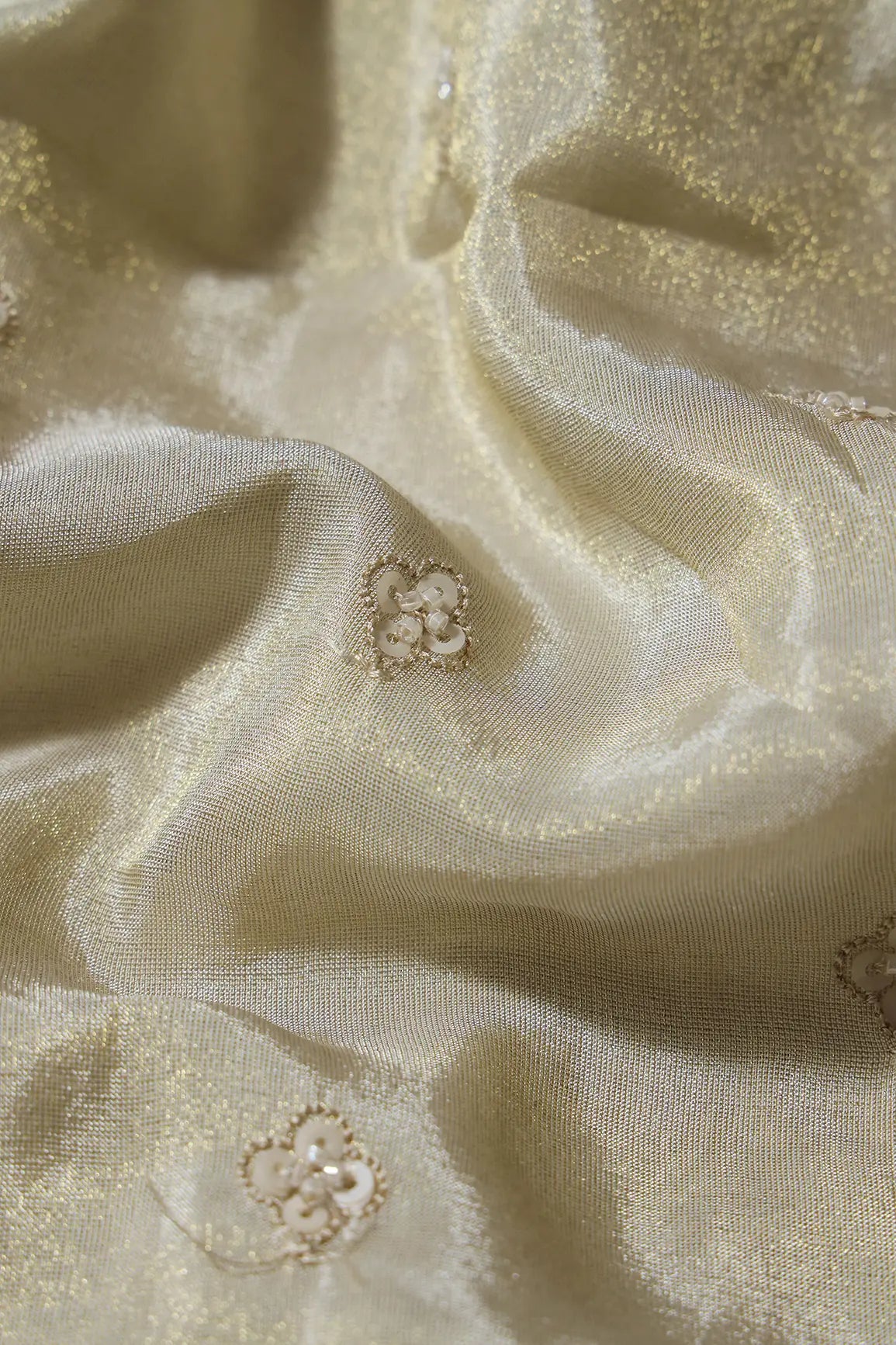 AIzaSyBcstauz-XMPRhEY21AUzeo032pxrXB5Ug - Big Width 56 Gold Sequins With Beads Floral Booti Embroidery On Dyeable Viscose Zari Tissue Fabric With Peacock Border