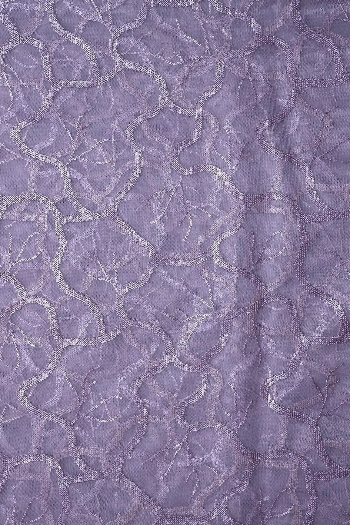 AIzaSyBcstauz-XMPRhEY21AUzeo032pxrXB5Ug - Light Lilac Sequins Abstract Embroidery On Lilac Soft Net Fabric