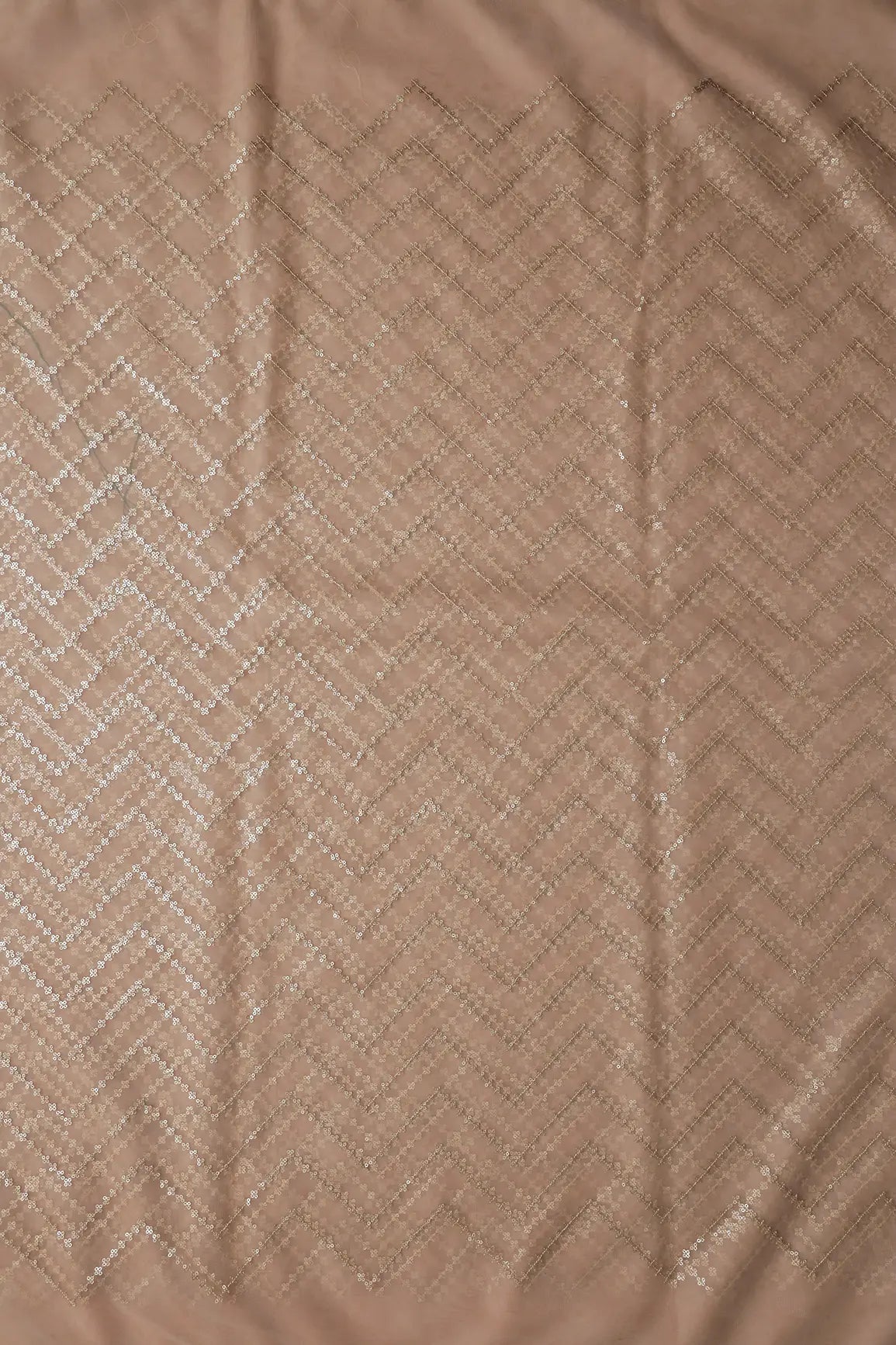 AIzaSyBcstauz-XMPRhEY21AUzeo032pxrXB5Ug - Gold Sequins Chevron Embroidery Work On Beige Soft Net Fabric