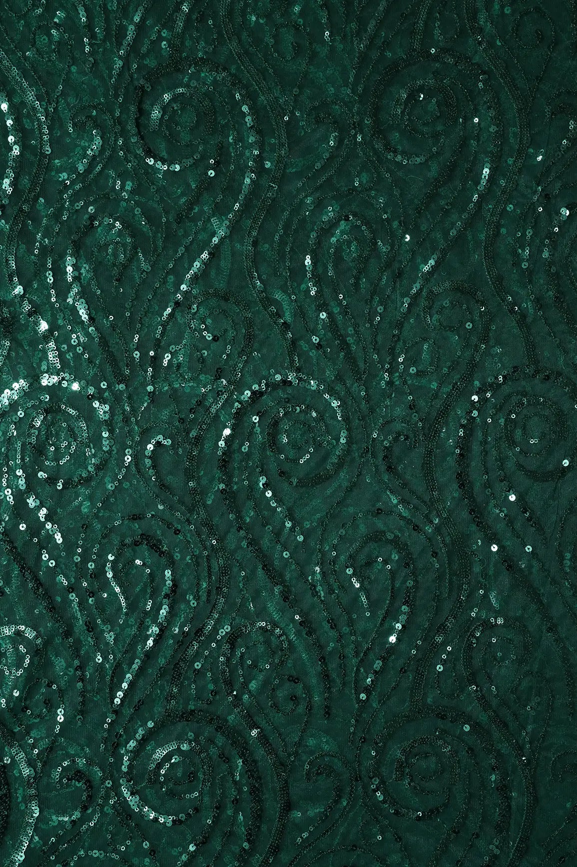 AIzaSyBcstauz-XMPRhEY21AUzeo032pxrXB5Ug - Gorgeous Green Sequins Geometric Embroidery On Bottle Green Soft Net Fabric