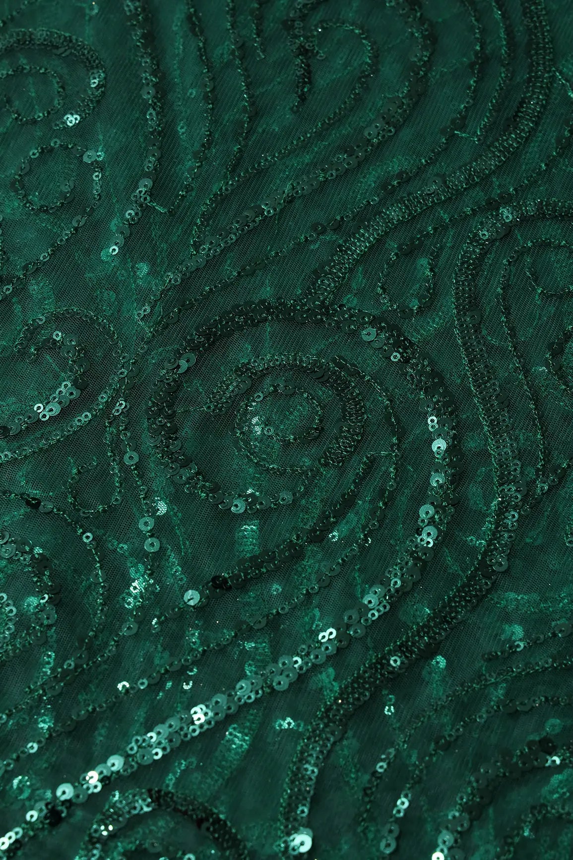 AIzaSyBcstauz-XMPRhEY21AUzeo032pxrXB5Ug - Gorgeous Green Sequins Geometric Embroidery On Bottle Green Soft Net Fabric