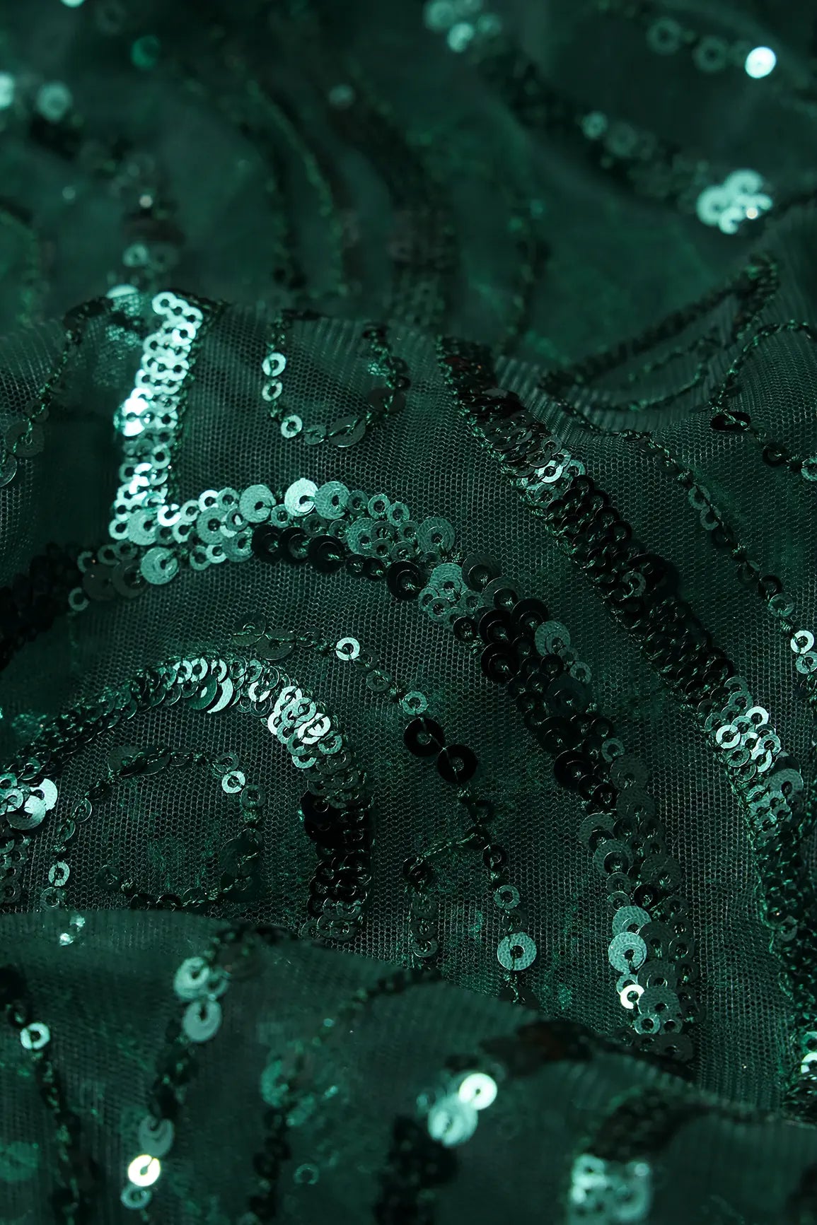 AIzaSyBcstauz-XMPRhEY21AUzeo032pxrXB5Ug - Gorgeous Green Sequins Geometric Embroidery On Bottle Green Soft Net Fabric