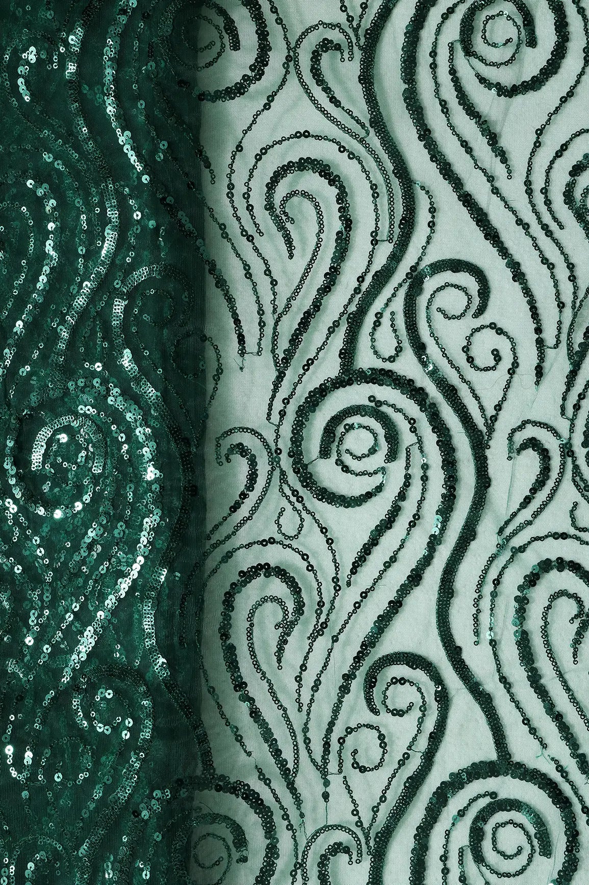 AIzaSyBcstauz-XMPRhEY21AUzeo032pxrXB5Ug - Gorgeous Green Sequins Geometric Embroidery On Bottle Green Soft Net Fabric