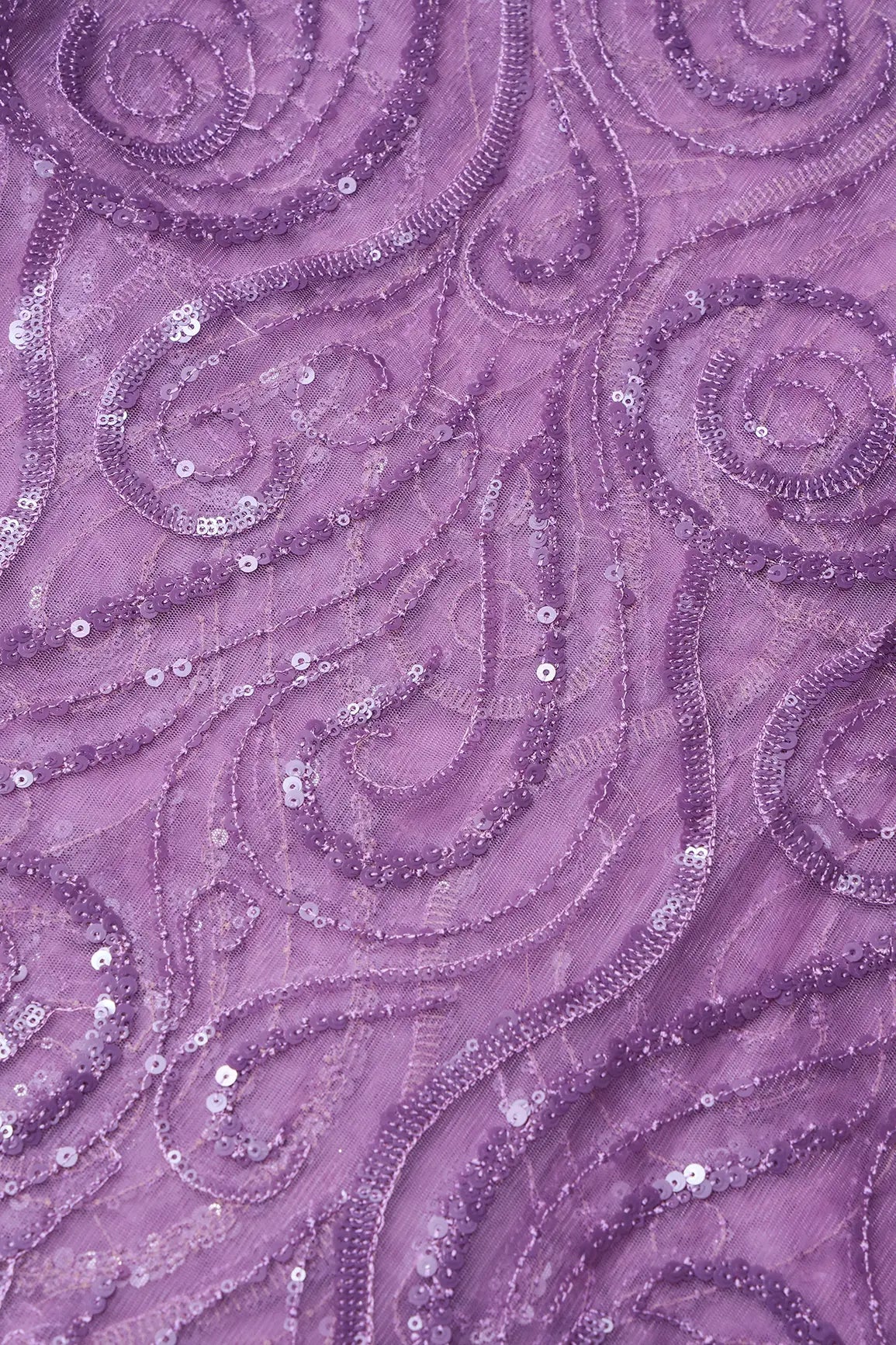 AIzaSyBcstauz-XMPRhEY21AUzeo032pxrXB5Ug - Gorgeous Lavender Sequins Geometric Embroidery On Lavender Soft Net Fabric