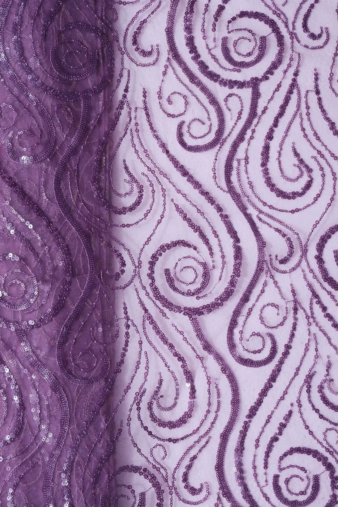 AIzaSyBcstauz-XMPRhEY21AUzeo032pxrXB5Ug - Gorgeous Lavender Sequins Geometric Embroidery On Lavender Soft Net Fabric