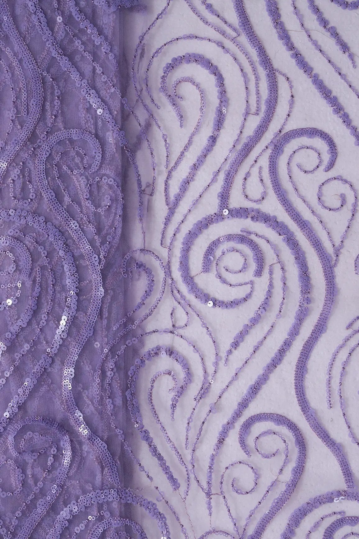 AIzaSyBcstauz-XMPRhEY21AUzeo032pxrXB5Ug - Gorgeous Lilac Sequins Geometric Embroidery On Lilac Soft Net Fabric