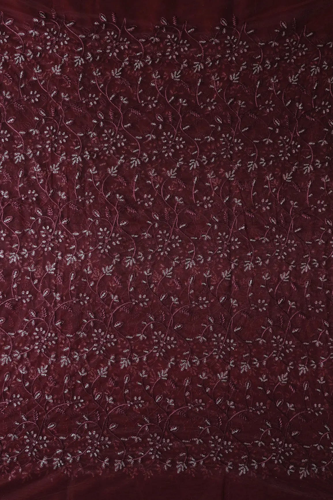 AIzaSyBcstauz-XMPRhEY21AUzeo032pxrXB5Ug - Beautiful Gold Glitter Sequins Heavy Floral Embroidery On Brown Soft Net Fabric