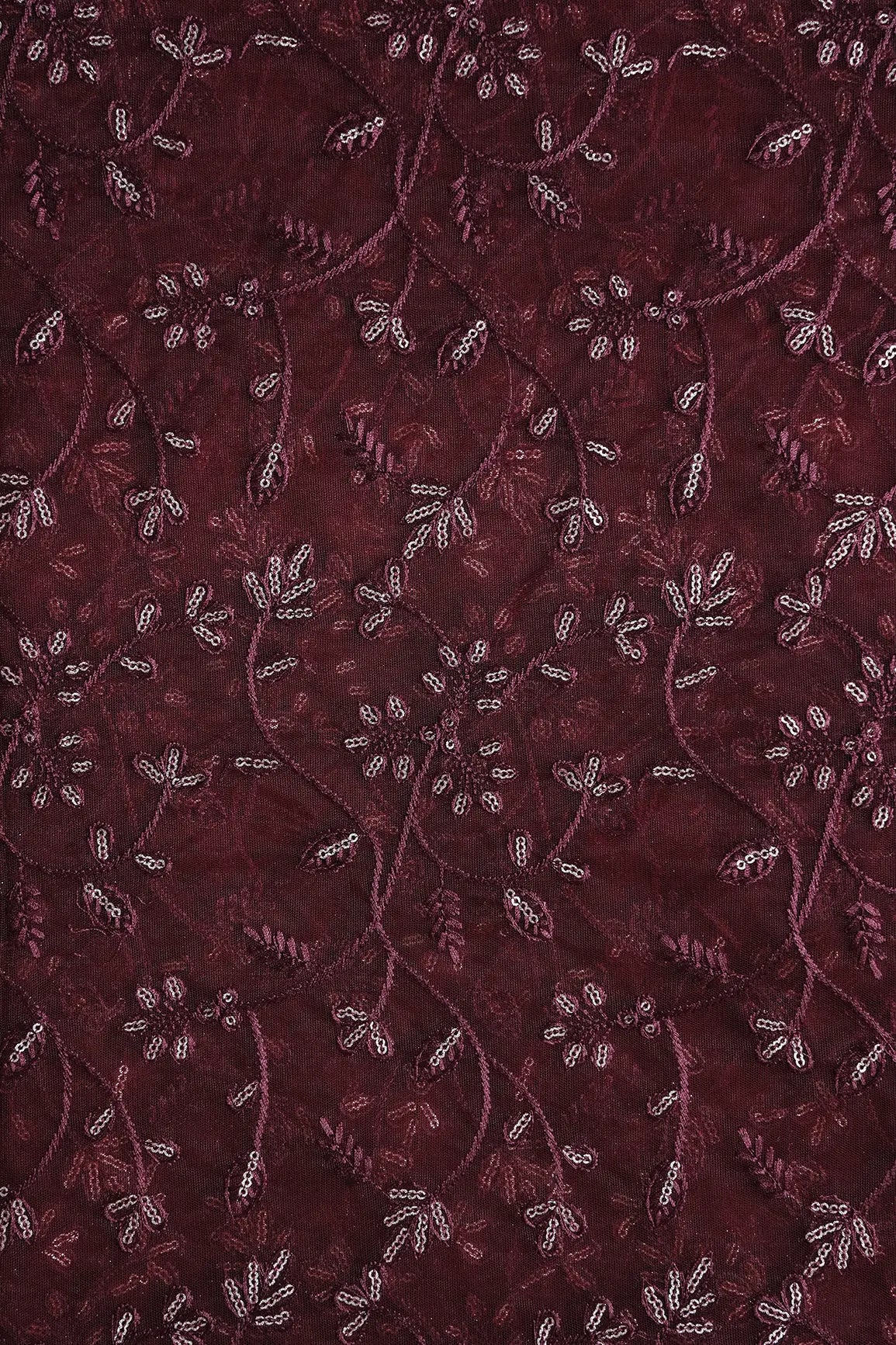 AIzaSyBcstauz-XMPRhEY21AUzeo032pxrXB5Ug - Beautiful Gold Glitter Sequins Heavy Floral Embroidery On Brown Soft Net Fabric